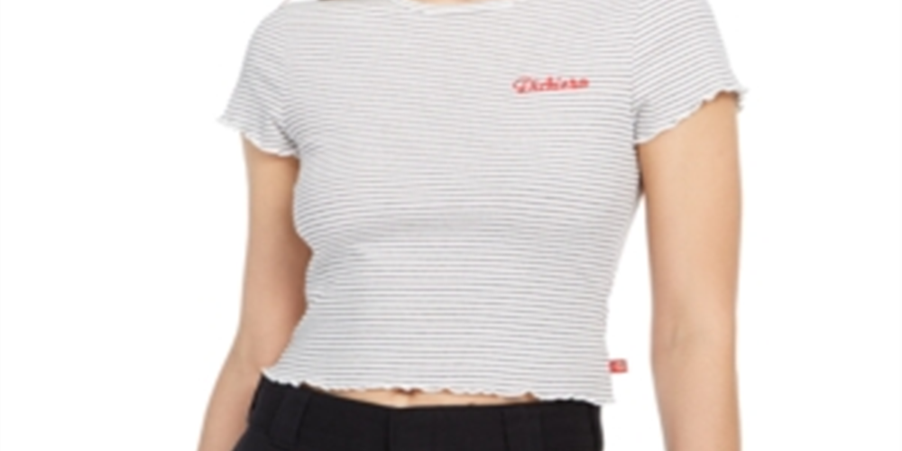 Camiseta listrada feminina Dickies para bebê, branca, tamanho pequeno