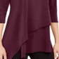 Blusa feminina Alfani com bainha assimétrica e manga 3/4, decote em V, vermelha, tamanho pequeno