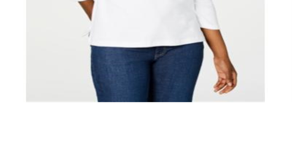 Camisa feminina Karen Scott de algodão com cadarço, branca, tamanho X-S