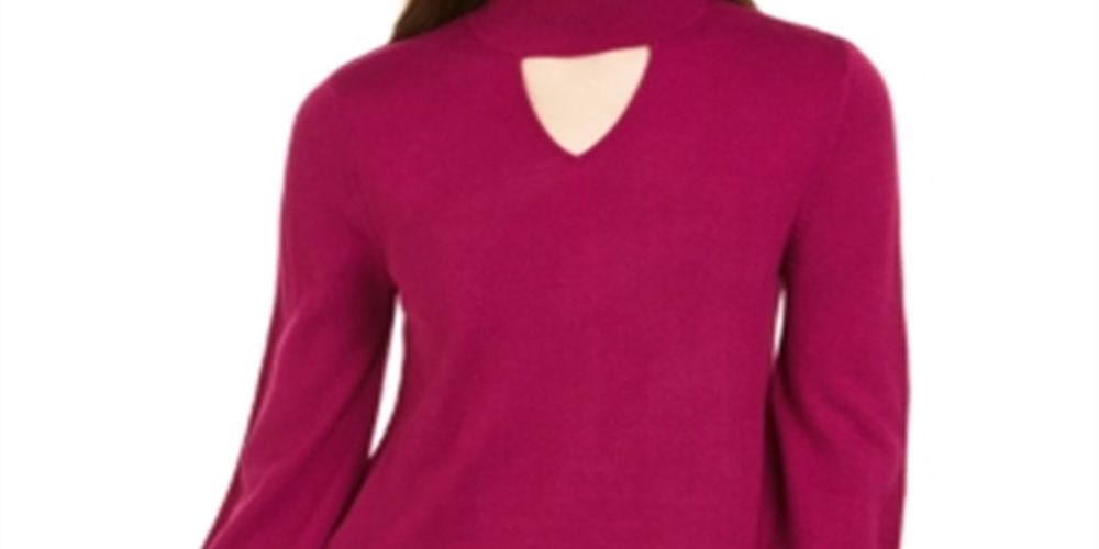 Suéter feminino com decote falso e abertura em formato de fechadura, roxo, tamanho pequeno, estilo &amp; co