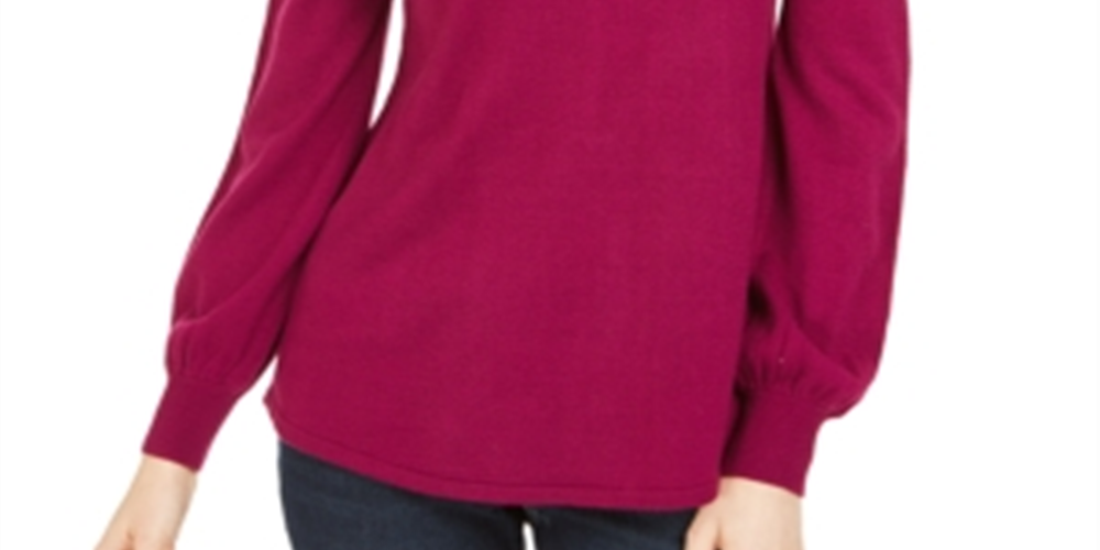 Suéter feminino com decote falso e abertura em formato de fechadura, roxo, tamanho pequeno, estilo &amp; co