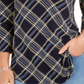 Top feminino estampado com decote em V Charter Club, azul, tamanho pequeno