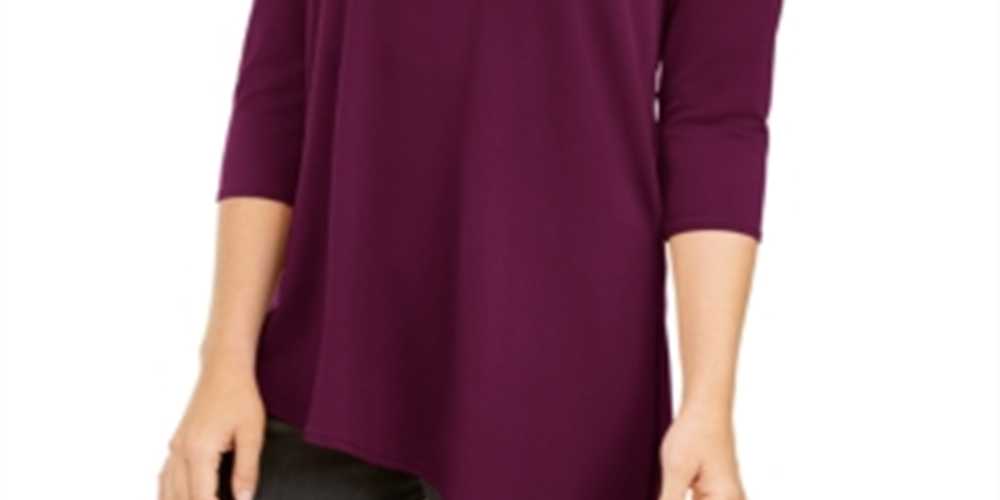 Blusa feminina Alfani com ombros descobertos e assimétrica, vermelha, tamanho pequeno