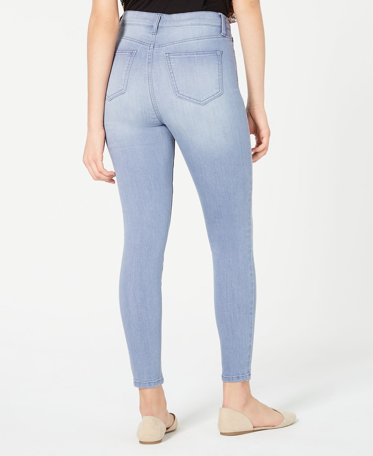 Calça jeans skinny de cintura alta com botões e botões rosa da Celebrity Junior, tamanho 13