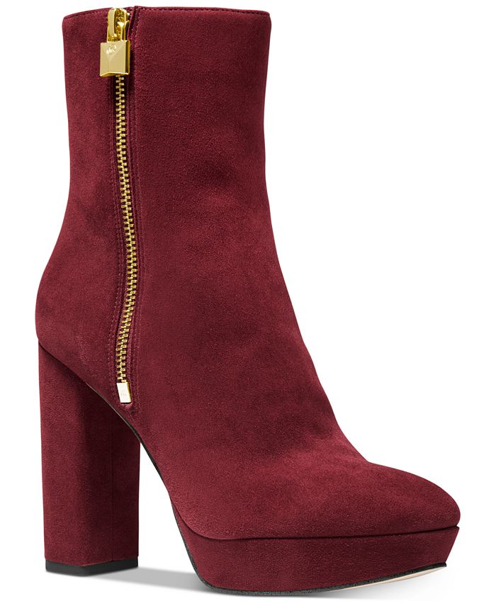 Botas de couro femininas Michael Kors Frenchie, vermelhas, tamanho 8,5