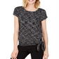 Camiseta feminina com bainha amarrada, preta, tamanho XX-G, da coleção JM