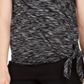 Camiseta feminina com bainha amarrada, preta, tamanho XX-G, da coleção JM