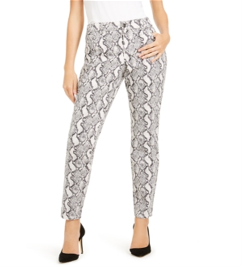 Calça jeans skinny feminina INC International Concepts com estampa de cobra, tamanho 4, cinza