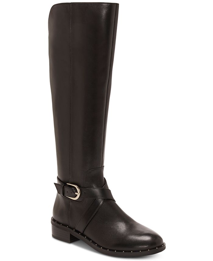 Botas femininas de couro Fadora com bico fechado e cano alto, da INC International Concepts, tamanho 8, marrom