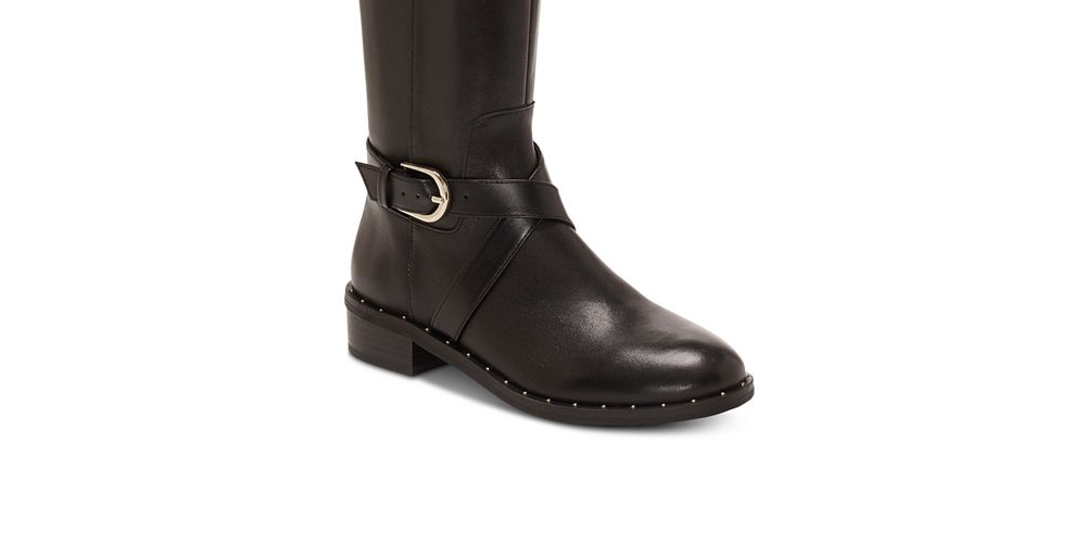 Botas femininas de couro Fadora com bico fechado e cano alto, da INC International Concepts, tamanho 8, marrom