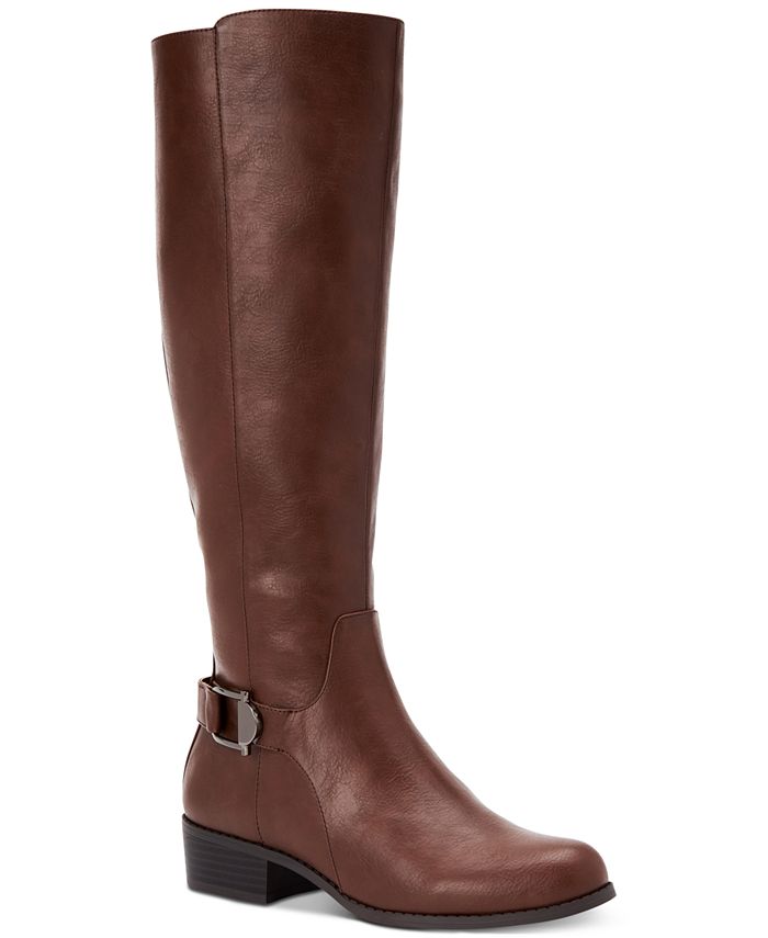 Botas femininas Alfani Kallumm de cano alto, bico fechado, marrom, tamanho 10M-WC