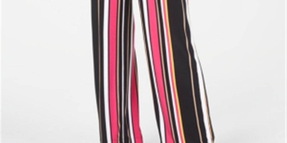 Calça feminina listrada de perna larga da INC International Concepts, preta, tamanho pequeno