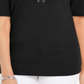 Karen Scott Top Feminino de Algodão com Cadarço e Manga Cotovelo Preto Tamanho X-S