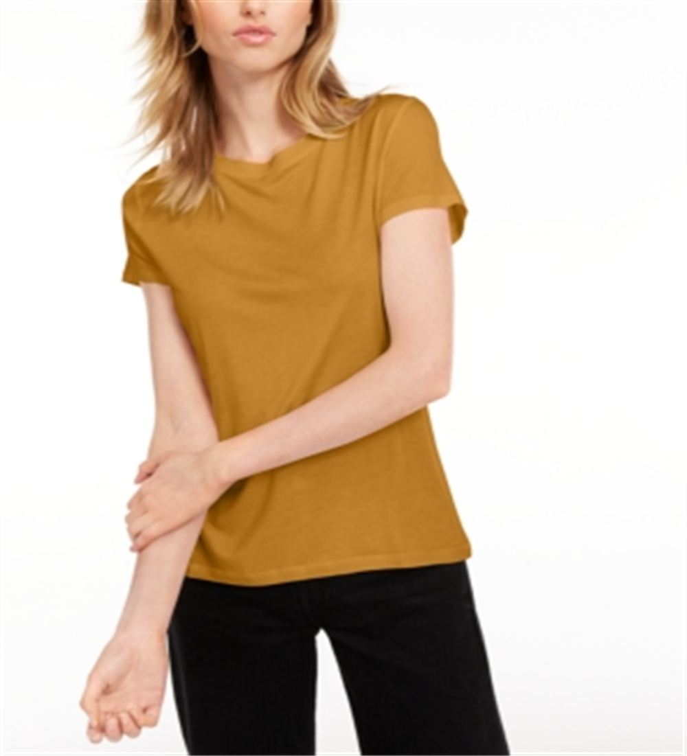 Camiseta feminina lisa com amarração nas costas Maison Jules, amarela, tamanho pequeno
