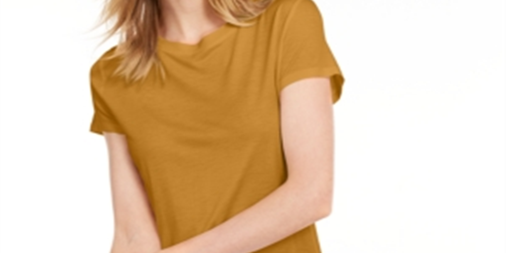 Camiseta feminina lisa com amarração nas costas Maison Jules, amarela, tamanho pequeno
