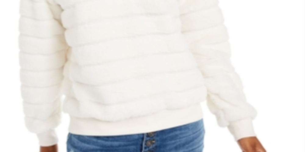 Moletom Crave Fame Junior's Faux Fur, tamanho médio, creme