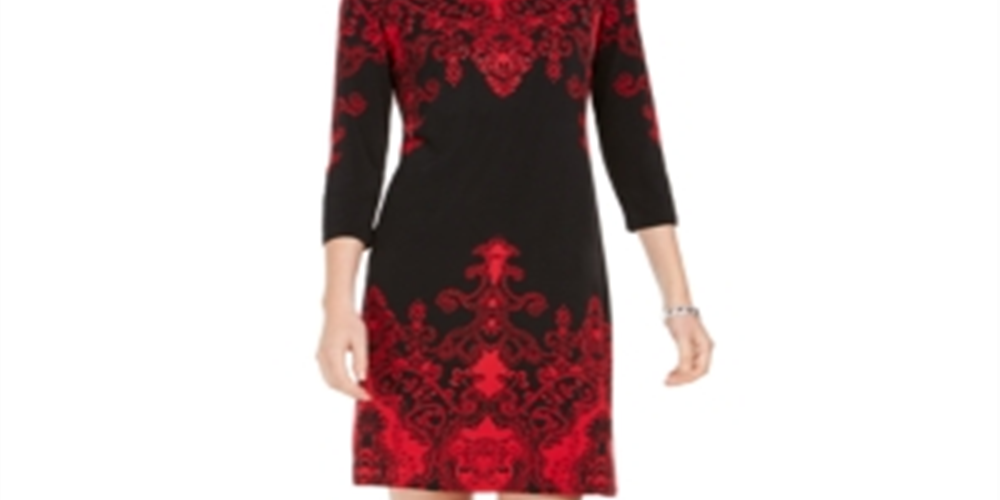 Vestido estampado feminino JM Collection, preto, tamanho pequeno