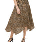 Calvin Klein Saia Feminina Estampa Leopardo Bainha Lenço Amarela Tamanho 6