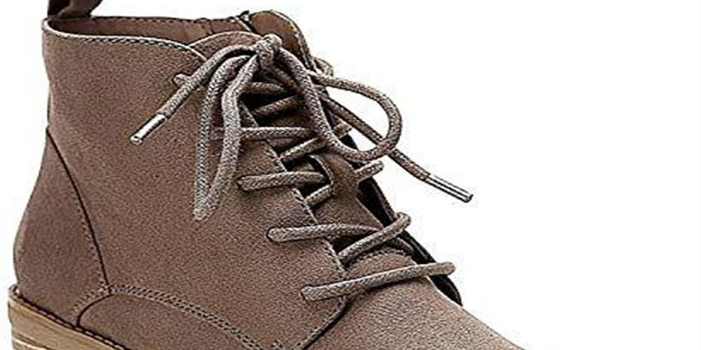 Botas femininas estilo &amp; co com aba de puxar e cadarço, acolchoadas, Rizio, bico redondo, salto bloco, zíper, marrom, tamanho 9,5 m