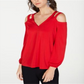 Blusa feminina de manga comprida INC International Concepts, vermelha, tamanho grande