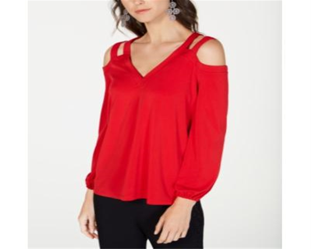 Blusa feminina de manga comprida INC International Concepts, vermelha, tamanho grande