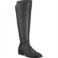 Botas femininas Material Girl Darcell de couro, bico amendoado, acima do joelho, pretas, tamanho 8 M