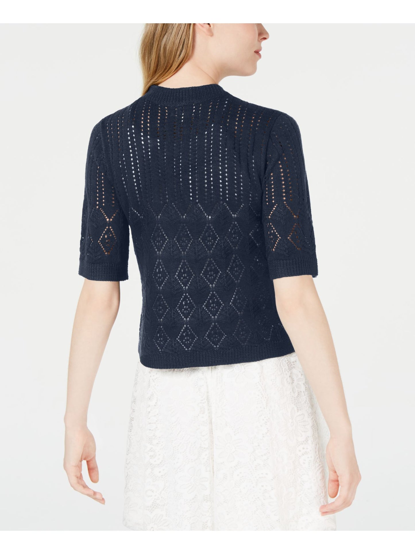 Robbie Bee Pointelle Knit Shrug Feminino Azul Tamanho Pequeno