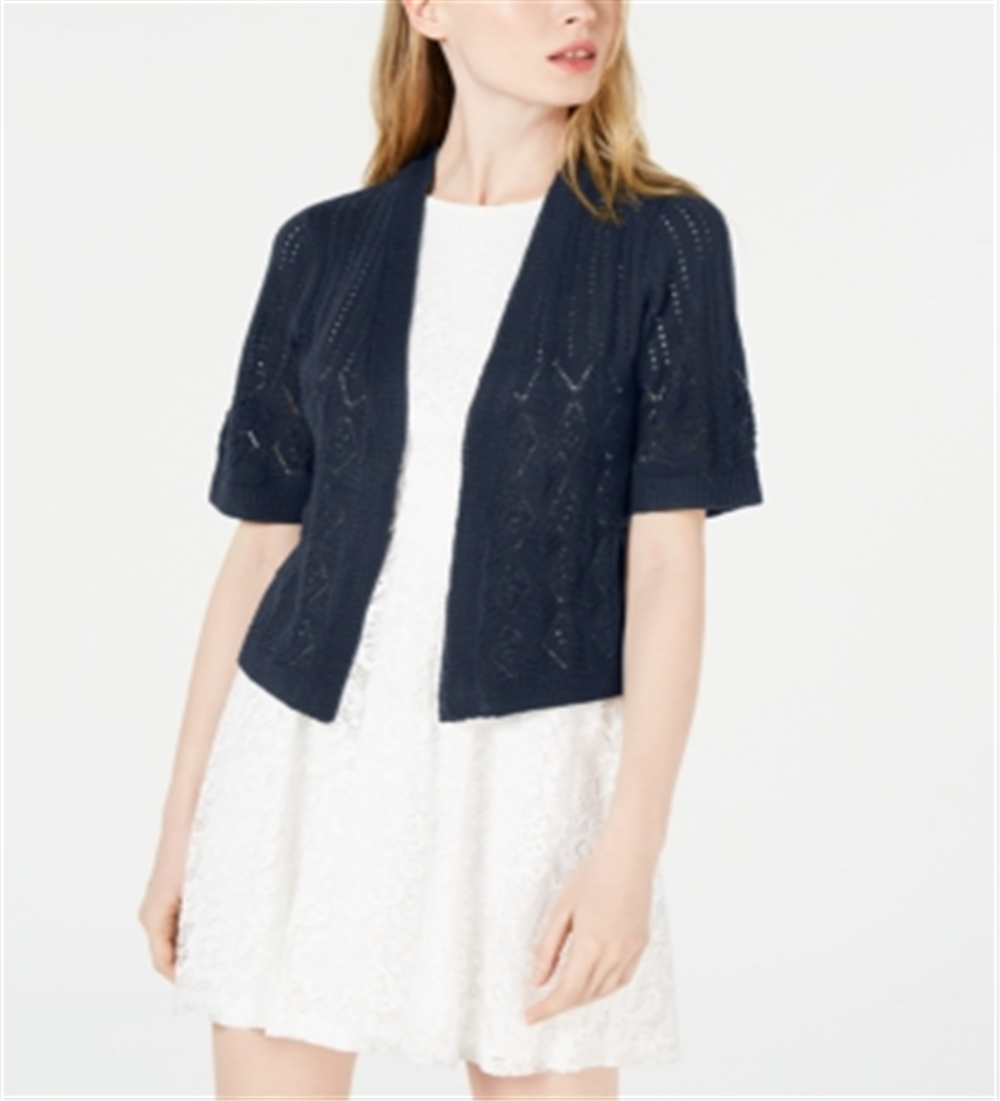 Robbie Bee Pointelle Knit Shrug Feminino Azul Tamanho Pequeno