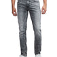 Calça jeans masculina True Religion Denim Wolf com cinco bolsos, cinza, tamanho 32