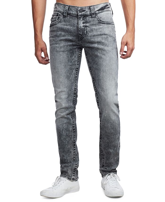 Calça jeans masculina True Religion Denim Wolf com cinco bolsos, cinza, tamanho 32