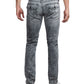 Calça jeans masculina True Religion Denim Wolf com cinco bolsos, cinza, tamanho 32