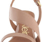 Calvin Klein Lancy Nappa Feminino Biqueira Aberta Salto com Tira no Tornozelo Sapato Social Casual Marrom Tamanho 11 M