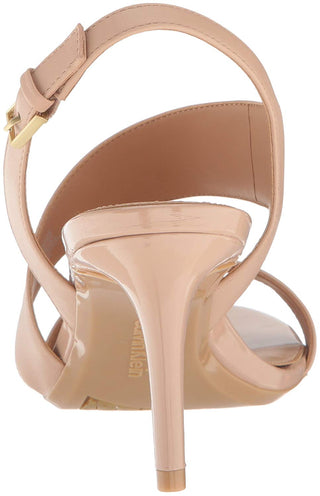 Calvin Klein Lancy Nappa Feminino Biqueira Aberta Salto com Tira no Tornozelo Sapato Social Casual Marrom Tamanho 11 M