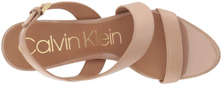Calvin Klein Lancy Nappa Feminino Biqueira Aberta Salto com Tira no Tornozelo Sapato Social Casual Marrom Tamanho 11 M