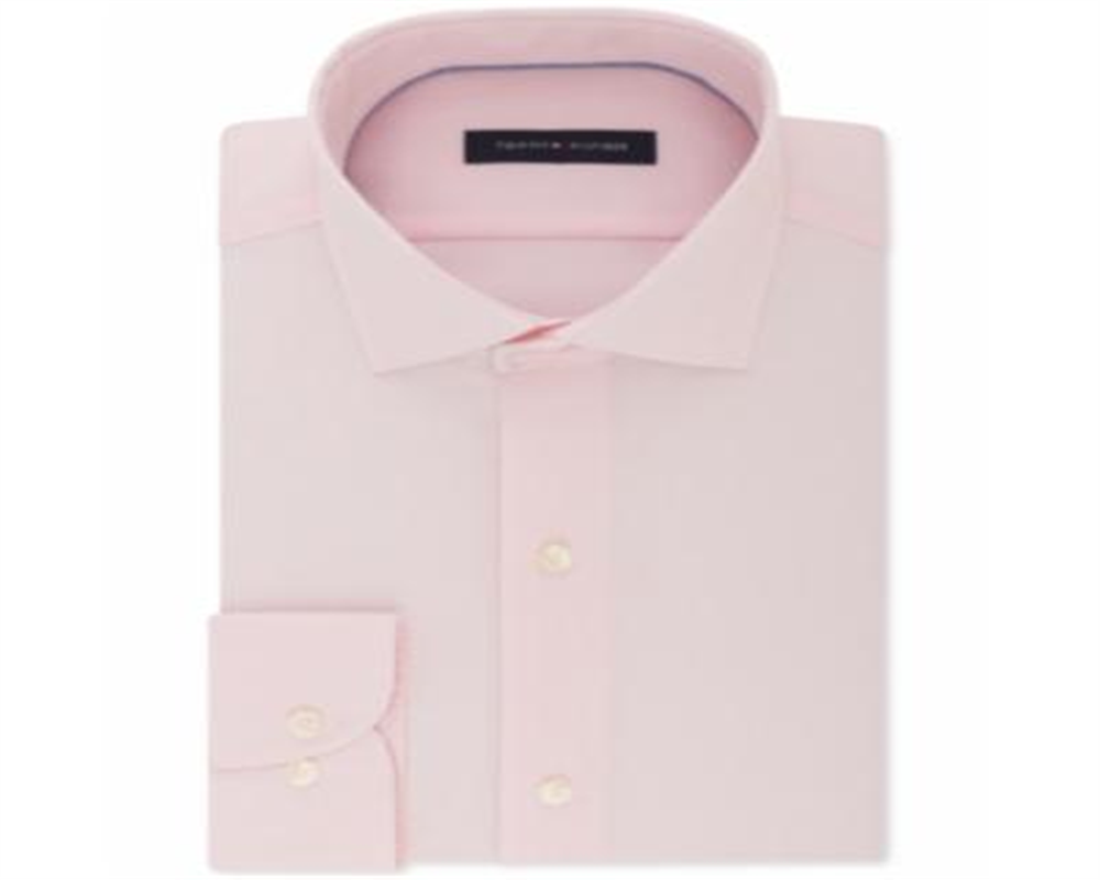 Camisa social Tommy Hilfiger masculina grande e alta, clássica, regular fit, elástica, sem passar, rosa, tamanho 19x37-38