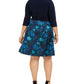 Vestido feminino Jessica Howard com estampa floral, manga 3/4, decote em joia, comprimento até o joelho, azul, tamanho 16W