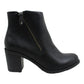 Botas femininas American Rag em couro Demitra, bico amendoado, cano curto, pretas, tamanho 9 M