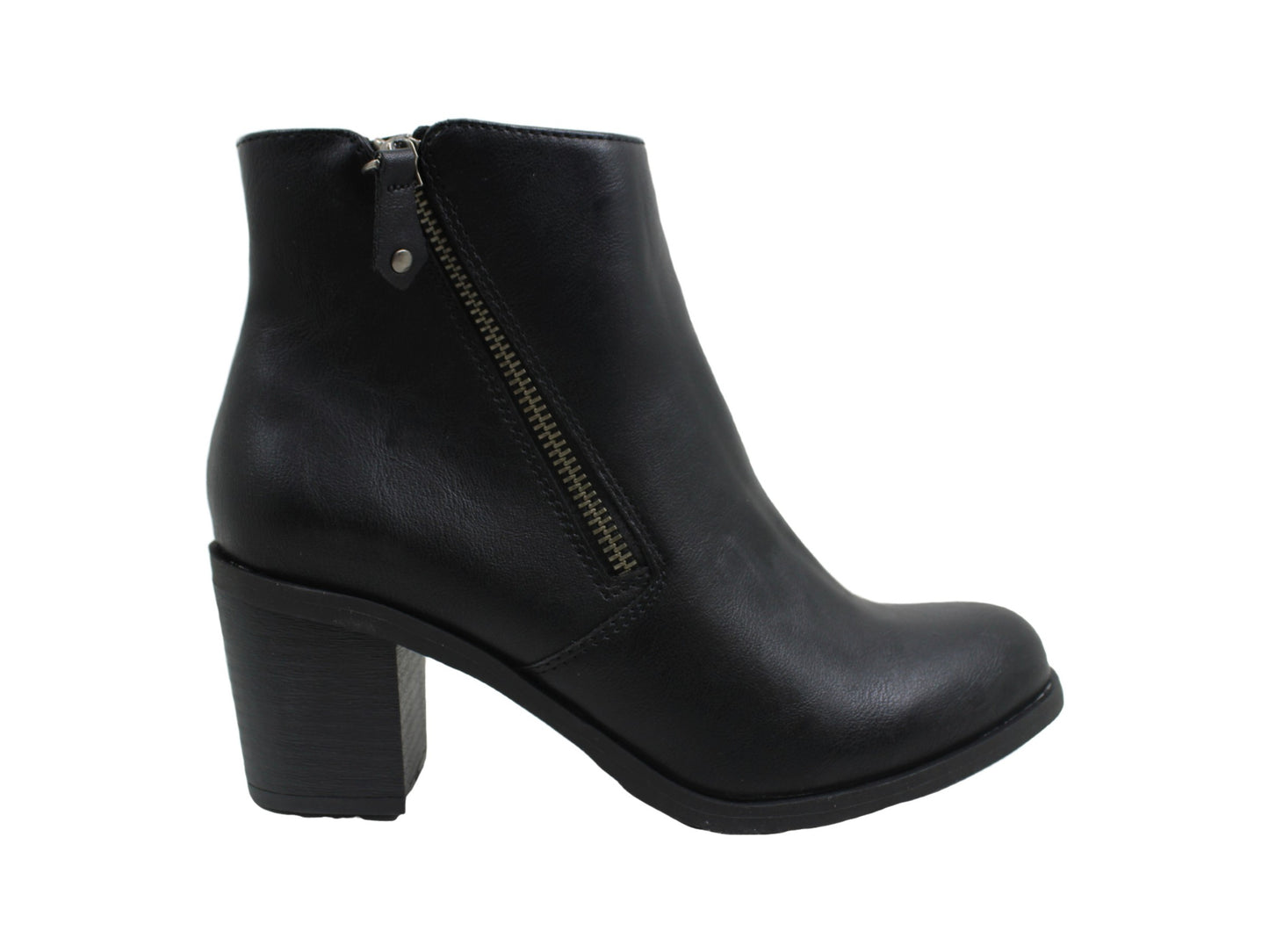 Botas femininas American Rag em couro Demitra, bico amendoado, cano curto, pretas, tamanho 9 M