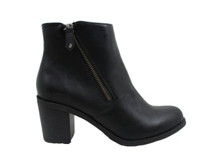 Botas femininas American Rag em couro Demitra, bico amendoado, cano curto, pretas, tamanho 9 M