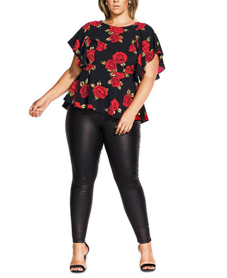 Top Liason Plus Rose Feminino City Chic Preto Tamanho 18W