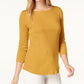 Charter Club Blusa feminina de algodão Pima com gola canoa, amarela, tamanho extragrande