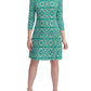 Vestido Tommy Hilfiger Feminino Manga 3/4 Gola Joia Comprimento Joelho Verde Tamanho 6