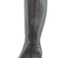 Bota de couro feminina Alfani Perrii Leather com bico fechado e cano alto, preta, tamanho 5,5 M