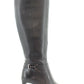 Bota de couro feminina Alfani Perrii Leather com bico fechado e cano alto, preta, tamanho 5,5 M