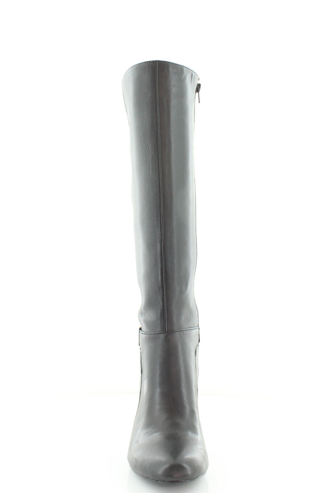 Bota de couro feminina Alfani Perrii Leather com bico fechado e cano alto, preta, tamanho 5,5 M