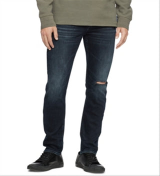 Calça Jeans Calvin Klein Masculina Slim Fit Stretch Destroyed Preta Tamanho 32x32