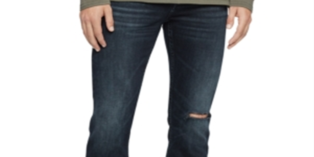 Calça Jeans Calvin Klein Masculina Slim Fit Stretch Destroyed Preta Tamanho 32x32