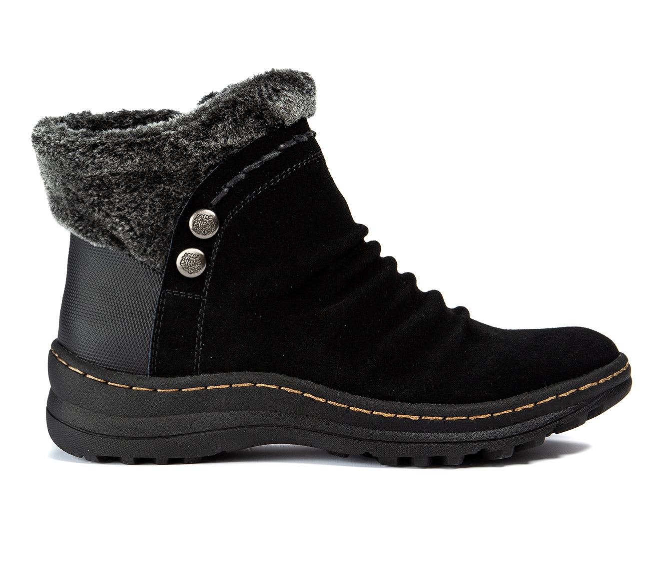 Botas de inverno femininas Baretraps Alick com pele sintética para clima frio, pretas, tamanho 11 M