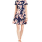 Vestido feminino Vince Camuto Floral Scuba Fit &amp; Flare Azul Tamanho 4