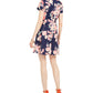 Vestido feminino Vince Camuto Floral Scuba Fit &amp; Flare Azul Tamanho 4